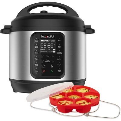 Instant Pot 6qt 9-in-1 Pressure Cooker Bundle: Exclusive Bonus Silicone Pan with Lid, Rice & Multi C