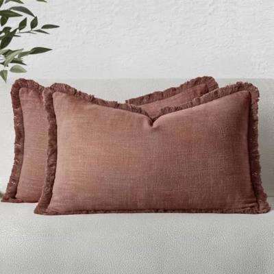 MIULEE Linen Decorative Fall Lumbar Throw Pillow Covers Autumn Glaze 12x20