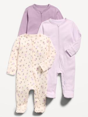 2-Way-Zip Sleep & Play Footed One-Piece 3-Pack for Baby | Old Navy
