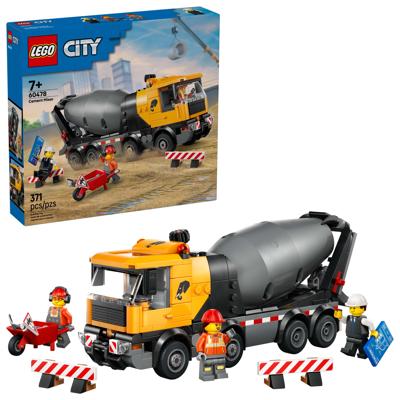 LEGO City Cement Mixer Truck Building Toy for Boys & Girls, Ages 7+ - Pretend Play Construction Toy W/ Rotating Drum & 3 Worker Minifigures - Gift Ide
