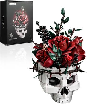 Amazon.com: iATOM Skull Roses Flower Bouquet Building Set, Botanical Collection Kit for Adults Women, Gift for Valentines Day for Her/Mom/Girlfriend/
