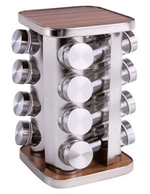Living Today Rotating Spice Rack Organiser Set 16 Piece in Steel | MYER