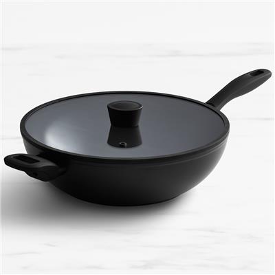 Wolstead Stonetek Ultra Wok with Lid 32cm Black | Kitchen Warehouse™