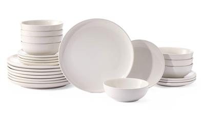 Master Chef Essential Coupe Stoneware Dinnerware Set, Serves 8, 24-pc, Bright White