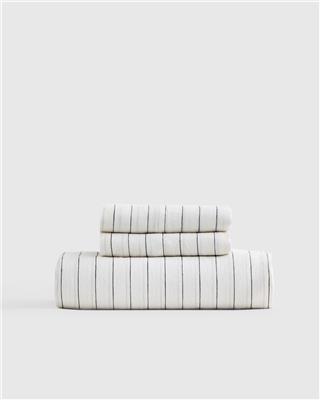 100% European Linen Fitted Sheet Set | Quince in Pencil Stripe