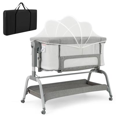 Baby Joy Portable Baby Bassinet with Net and Adjustable Height - Grey | Baby Bunting AU