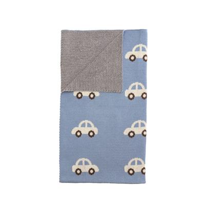 Mud Pie Blue and Grey Car Knit Blanket
