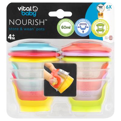 Vital baby nourish store and wean pots 60ml 6pack 667