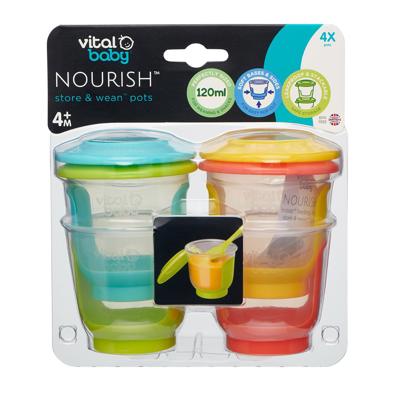 Vital baby nourish store and wean pots 120ml 4pk 672