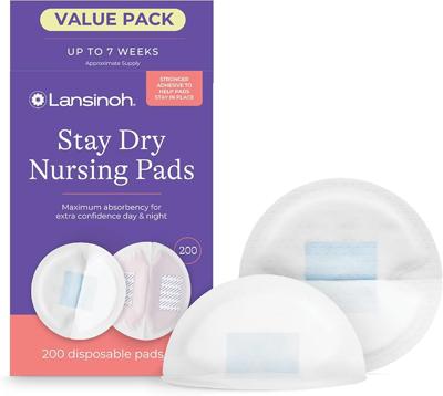 Amazon.com : Lansinoh Stay Dry Disposable Nursing Pads, Soft and Super Absorbent Breast Pads, Breastfeeding Essentials for Moms, 100 Count : Nursing B