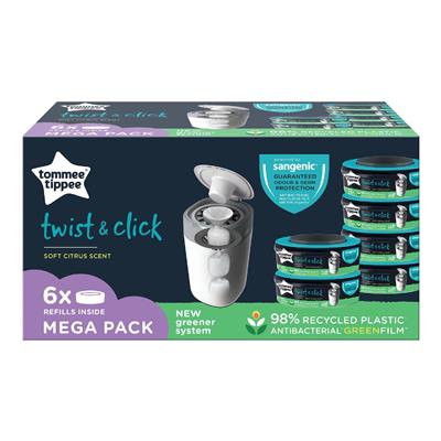 Tommee Tippee Twist & Click Nappy Disposal Unit Refill Cassette 6 Pack | Baby Bunting AU