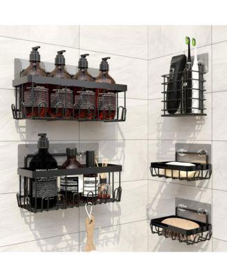 Cheer Collection Stainless Steel Self-Draining Heavy-Duty Shower Caddy 5-Pack - Macys