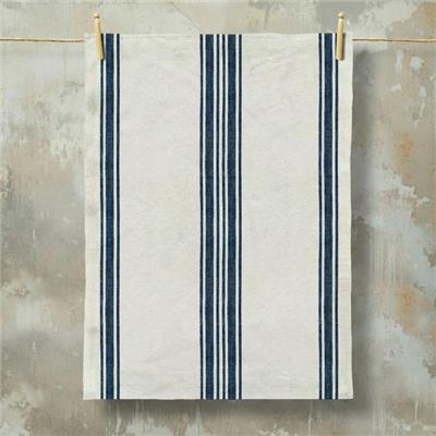 Grainsack Striped Tea Towel In Denim Blue