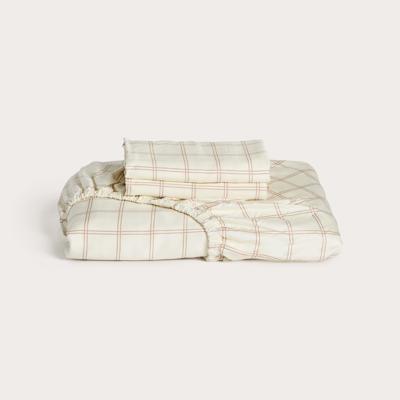 Latte Grid Bamboo Fitted Sheet – Mulberry Threads