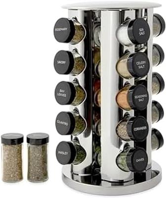 Amazon.com: Kamenstein 20 Jar Revolving Countertop Spice Rack with Spices Included, FREE Spice Refil