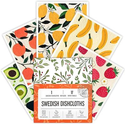 Amazon.com: Augine Swedish Dishcloths for Kitchen, Swedish Dish Cloths 5 Pack, Super Absorbent Reusable Paper Towels Washable, Biodegradable, Quick Dr