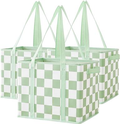 Amazon.com: Ohocut Biege Checkered Reusable Grocery Bags Heavy Duty 3 Pack Checkerboard Foldable Shopping Bags with Handles for Groceries Collapsible