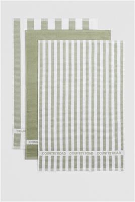 Acacia CR Stripe Australian Cotton Tea Towel Pack of 3 - Tea Towels | Country Road