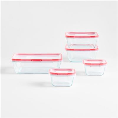 Pyrex Freshlock Glass 10-Piece Food Storage Set   Reviews | Crate & Barrel
