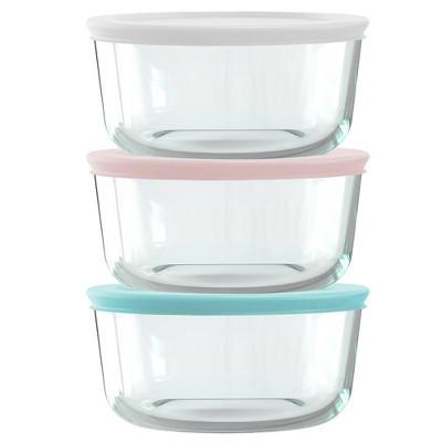 Pyrex® Simply Store® 6-pc 4-cup Round Glass Storage Set with Assorted Color Lids: Small Glass Containers, Dishwasher-Safe : Target