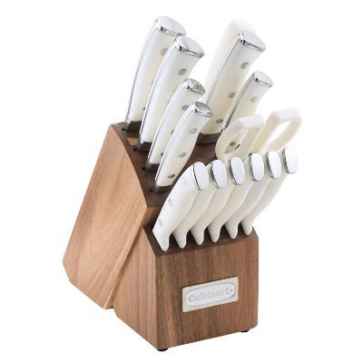 Cuisinart Classic 15pc White Triple Rivet Knife Block Set - C77WTR-15P2: High Carbon Stainless Steel, Ergonomic Handle : Target