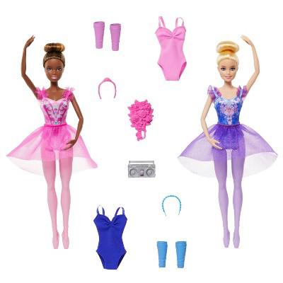 Barbie 12.7 Ballet Room Set with 2 Ballerina Fashion Dolls & Dance Accessories : Target