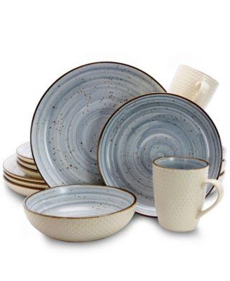 Elama Yeva Swirl 16 Pc. Dinnerware Set, Service for 4 - Macys