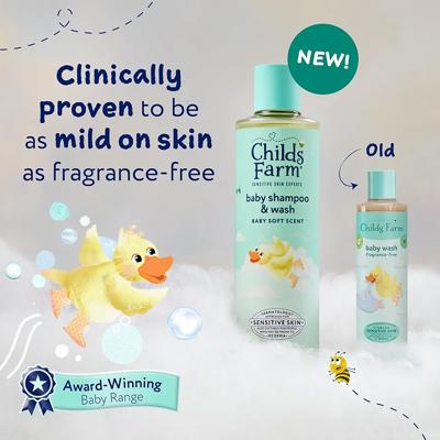 Childs Farm Baby Shampoo & Body Wash, Baby Soft Scent, Tear-free | Gently Cleanses & Soothes | Suitable for Newborns with Dry, Sensitive Skin, 250ml :