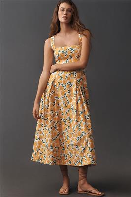 Maeve Printed A-Line Halter Midi Dress | Anthropologie