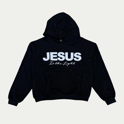 JESUS IS THE LIGHT Rhinestone Hoodie Oversized – MIRACLE