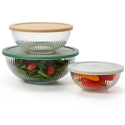 Healthy Living 6pc. Fluted Glass Glass Bowl Set W/ Lids