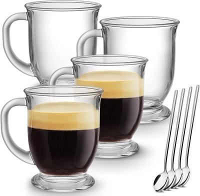 Amazon.com: Mfacoy Glass Coffee Mugs Set of 4, Clear Large Coffee Mug 15 Oz With Handles for Hot Beverages, Clear Mugs for Tea, Cappuccino, Latte, Esp