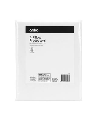 4 Pack Pillow Protectors - White - Kmart