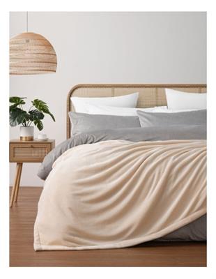 Serene Hudson Fleece and Sherpa Reverse Blanket Single/Double/King in Cream | MYER
