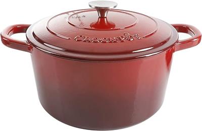 Amazon.com: Crock-Pot Artisan 7-Quart Round Enameled Cast Iron Dutch Oven – Scarlet Red, Heavy-Duty Cookware for Slow Cooking, Baking, Roasting with L