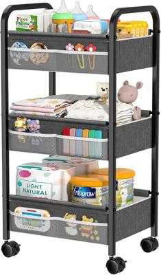 Amazon.com: Baby Diaper Caddy Rolling Utility Cart, 3 Tier Baby Essentials Nursery Organizer and Storage with Dividers and Drawers for Crib, Bedroom,