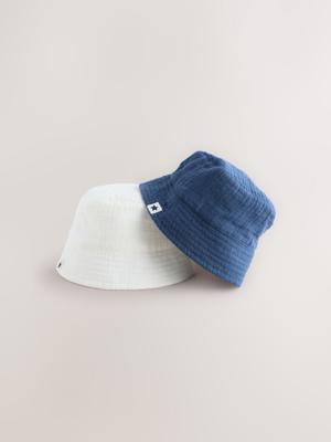 Buy Navy/White 2 Pack Baby Bucket Hat (0mths-2yrs) from Next Australia