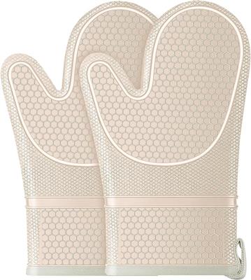 Oven Mitts,Anti-Slip Silicone Oven Gloves,Heat Resistant Gloves,Withstand 500 ℉,Black Double Oven Gloves for Kitchen Cooking,Dessert Making,BBQ : Amaz