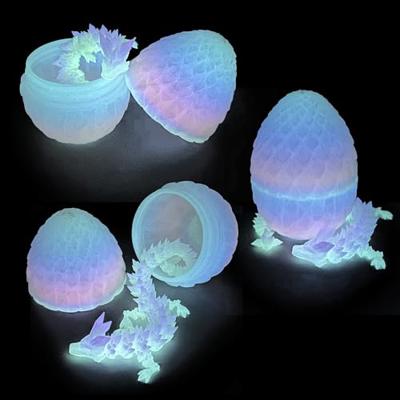 Flavery 3D Printed Dragon in Egg - Glow Rainbow - Easter Eggs, Flexible Crystal Dragon Inside, Cool Fidget Toy, Basket Stuffers, Birthday Gift, Desk P