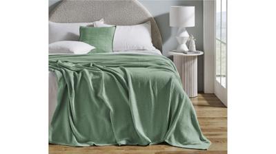 LAvenue Coolum Sage Cotton Waffle Blanket - Queen/King | Harvey Norman