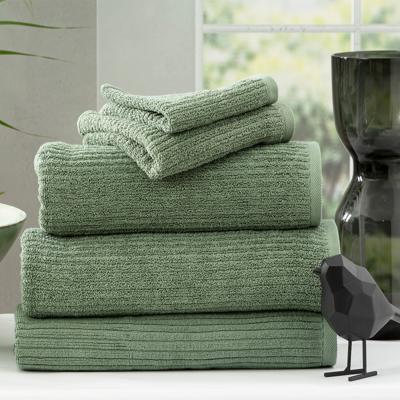 Renee Taylor Cobblestone 650GSM Cotton Ribbed Bath Towel - Sage | Harvey Norman