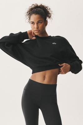 Cropped Accolade Crewneck - Black | ALO