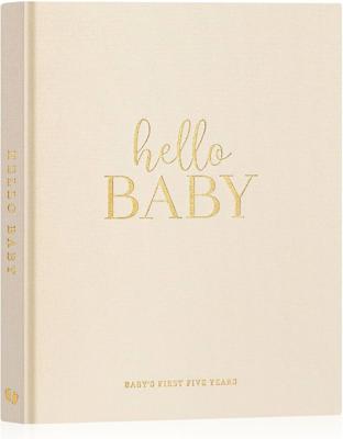 Lanpn Hello Baby First 5 Year Memory Book for Boy Girl - Linen Hardcover Baby Book Keepsake for New Parents - Newborn Baby Journal Scrapbook Photo Alb