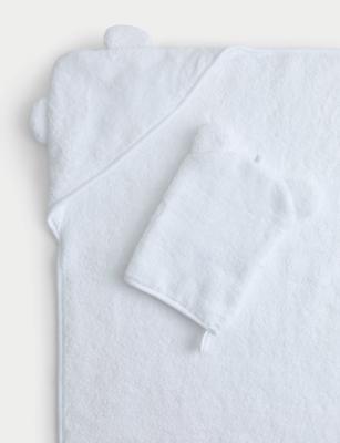 Pure Cotton Hooded Towel With Mitts | M&S | M&S