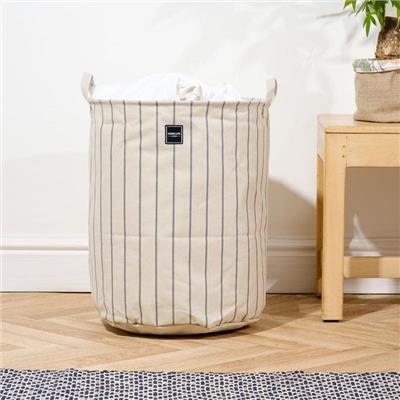 Home Life Canvas Laundry Basket | Grey Stripe