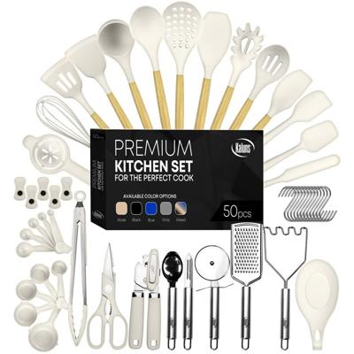 Kaluns Khaki, 50-Piece Set of Silicone Kitchen Utensils, Complete Kitchen Set, Premium Silicone Cooking Utensils RMHD-101 - The Home Depot