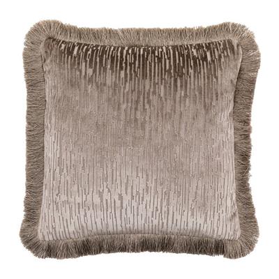 Cut Velvet Fringe Cushion 50cm - Silver | Olivias