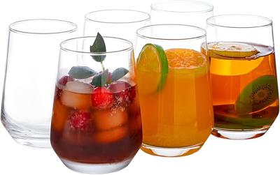 Amazon.com | Ecentaur Water Glasses Set of 6 Highball Drink Glasses Juice Glasses Base Glassware for Wine Beer Whiskey Cocktails Beverage Drinking Tal