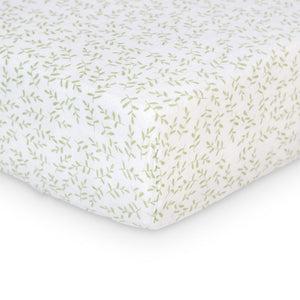 LULUJO Crib Sheet Muslin Greenery
