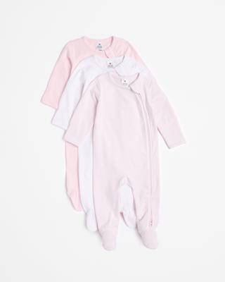 Baby Organic Cotton Print Zip Coveralls 3 Pack - Pink | Target Australia
